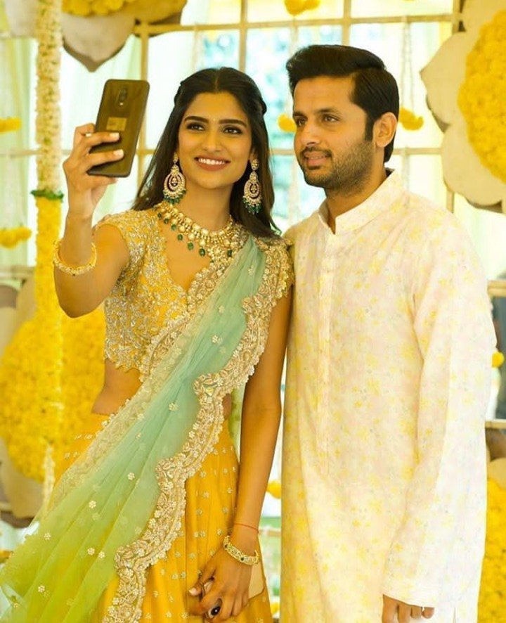Tollywood star  hero Nithin  and Wife Photos